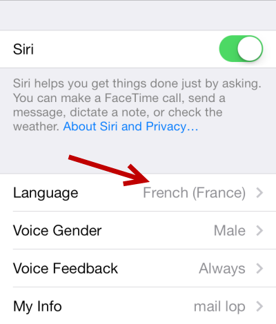 iOS Siri Change Language