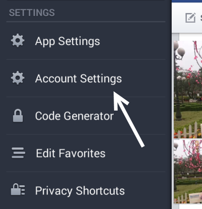 Android Facebook Account Settings