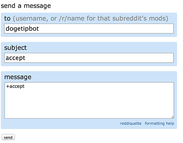 example of sending a receive message to dogetipbot
