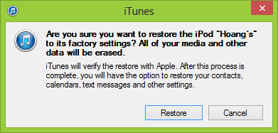 iTunes iOS restore