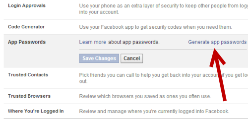 generate temporary password for Facebook account