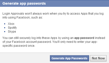 create temporary facebook passwords