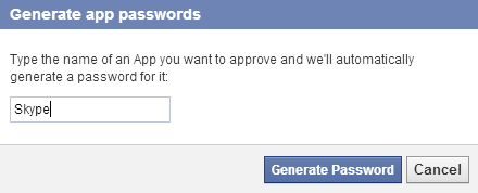 generate Facebook app passwords