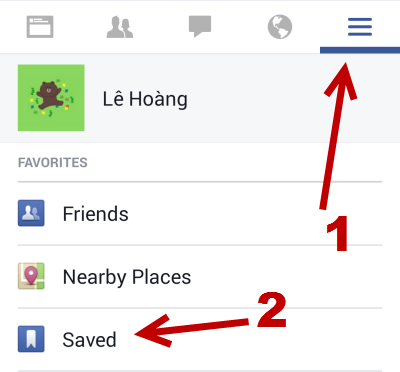 Facebook Saved section on mobile