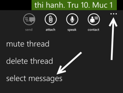 windows phone select multiple messages