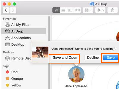 save received file on Mac