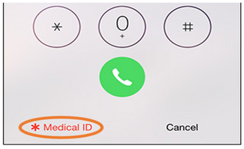 Medical ID shown on Emergency screen
