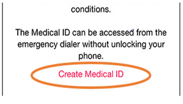 Create Medical ID button on iPhone 6