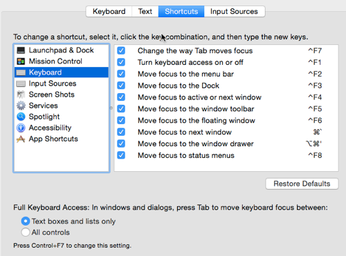 Change OSX keyboard shortcuts
