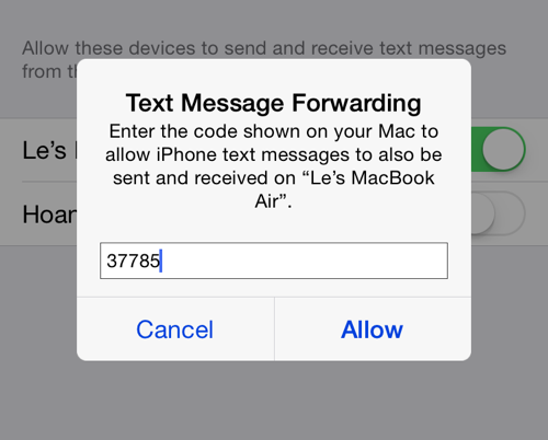 set up text message forwarding