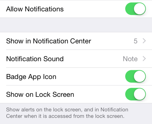 iOS Messages notifications settings