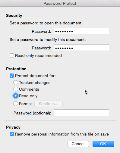 Password protect document on Mac