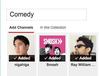 Add channels to Youtube subscription collection