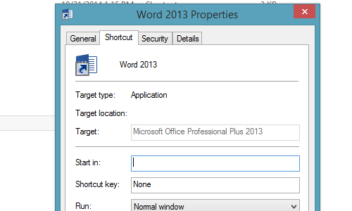Word 2013 properties