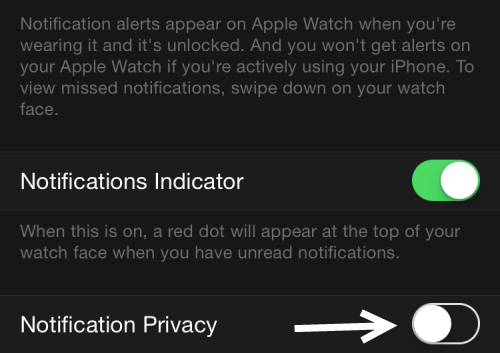 Apple Watch notification privacy