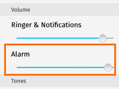Firefox OS - Settings - Sounds - Alarm