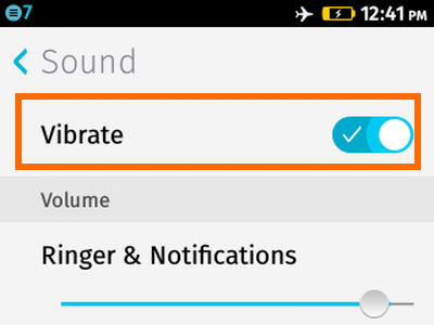 Firefox OS - Settings - Sounds - Vibrate