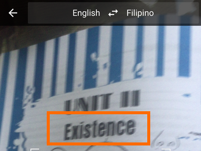 iPhone - Google Translate  - Camera on Selected Image