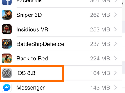 iPhone - Settings - General - Usage - iOS icon on Storage Usage