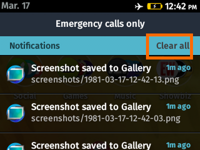 Firefox OS - Clear All Notifications