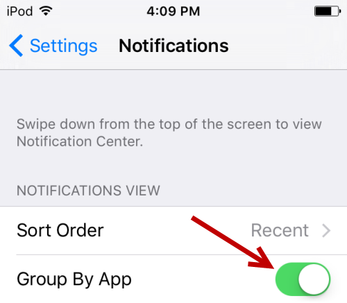 iPhone group notifications by app