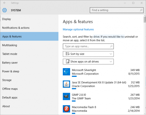 Windows 10 Apps & Features