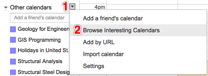 Google Browse Interesting Calendars