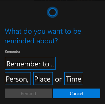 Cortana reminder