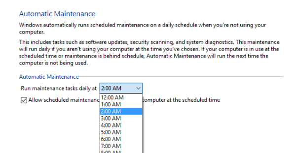 Change System Maintenance Time in Windows 10