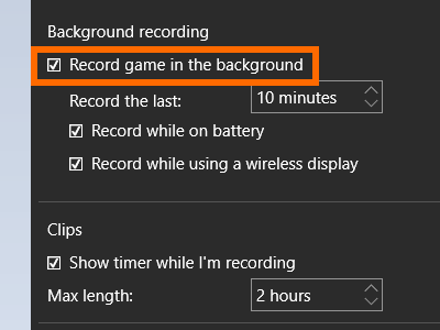 Game DVR - Settings icon- record game in background- Paint
