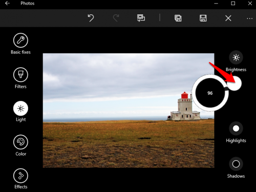 Windows 10 Photos Adjust Contrast