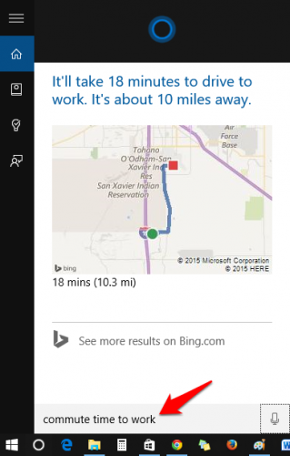 Cortana Commute Time Maps