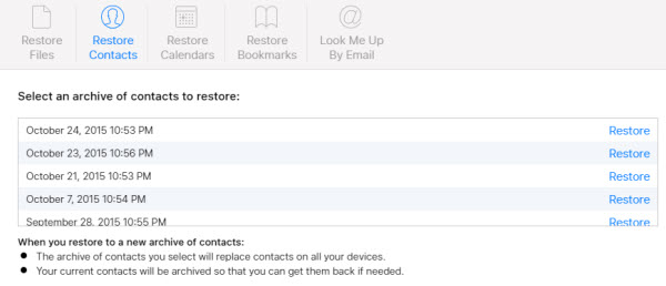 recover iCloud contacts