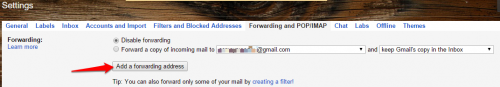 Gmail add forwarding address