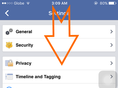 iphone - Facebook - Settings - scroll down