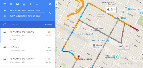 Google Maps Alternate routes