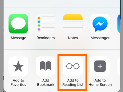 iPhone - Safari - Add to Reading list