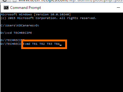how to create a directory in command prompt