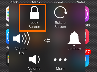Assistive touch - device menu - lock screen