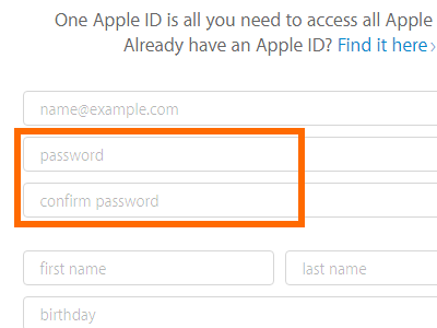 Create your Apple ID - password