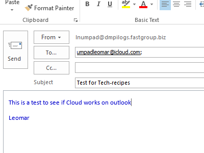 Microsoft Outlook - send a test mail