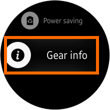 Samsung Galaxy Gear S2 - Settings - Gear Info