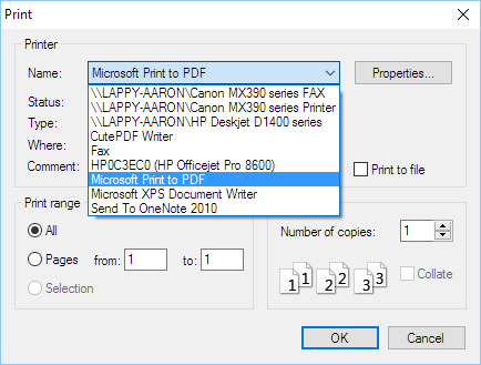 Windows 10 print to PDF