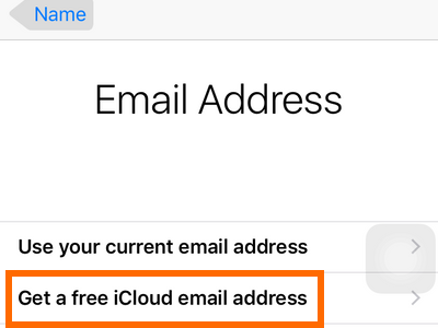 iPhone Settings - iCloud - Create a New Apple ID - Get a free icloud email address