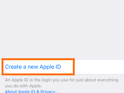 iPhone Settings - iCloud - Create a New Apple ID
