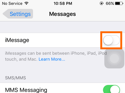 Settings - Messages - iMessage switch - OFF