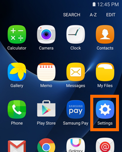 Samsung Galaxy S7 Home screen - Apps - Settings