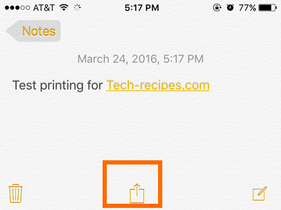 iPhone - Notes - Share button