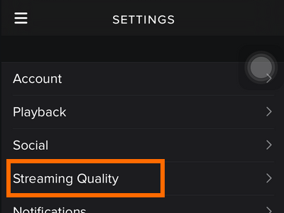 iPhone - Spotify - Settings - Streaming Quality