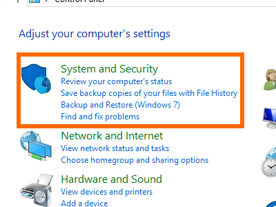 Windows - Control Panel - System Security